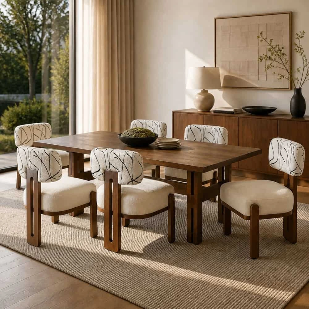 Walnut Trestle 7-Piece Dining Set