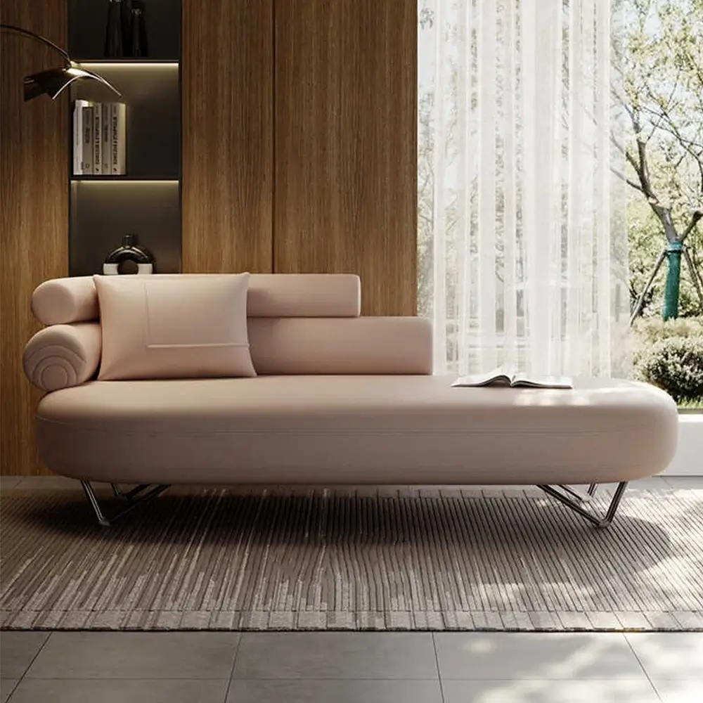 Oval Bolster Blush Nude Leather-Look Deewan