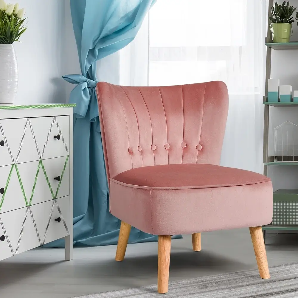 Armless Tufted Velvet Accent Chair