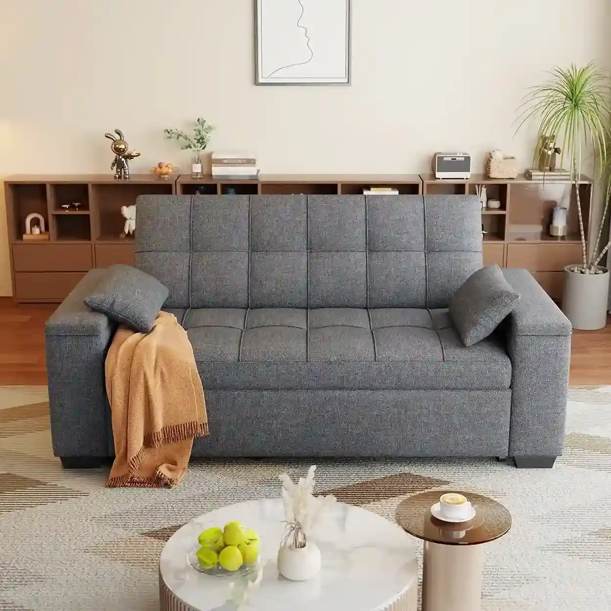 3-in-1 Fabric Convertible Pull-Out Sofa Bed