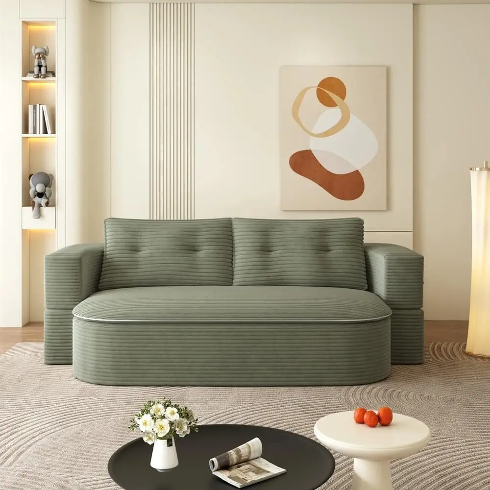Corduroy Rounded 2-in-1 Foldable Sofa Bed
