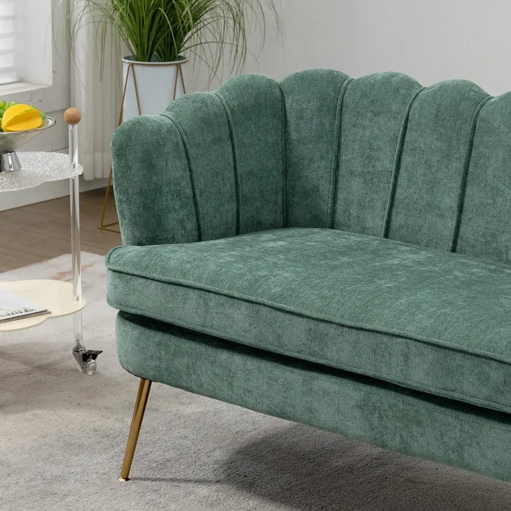 Mid Century Modern Scalloped Back Loveseat