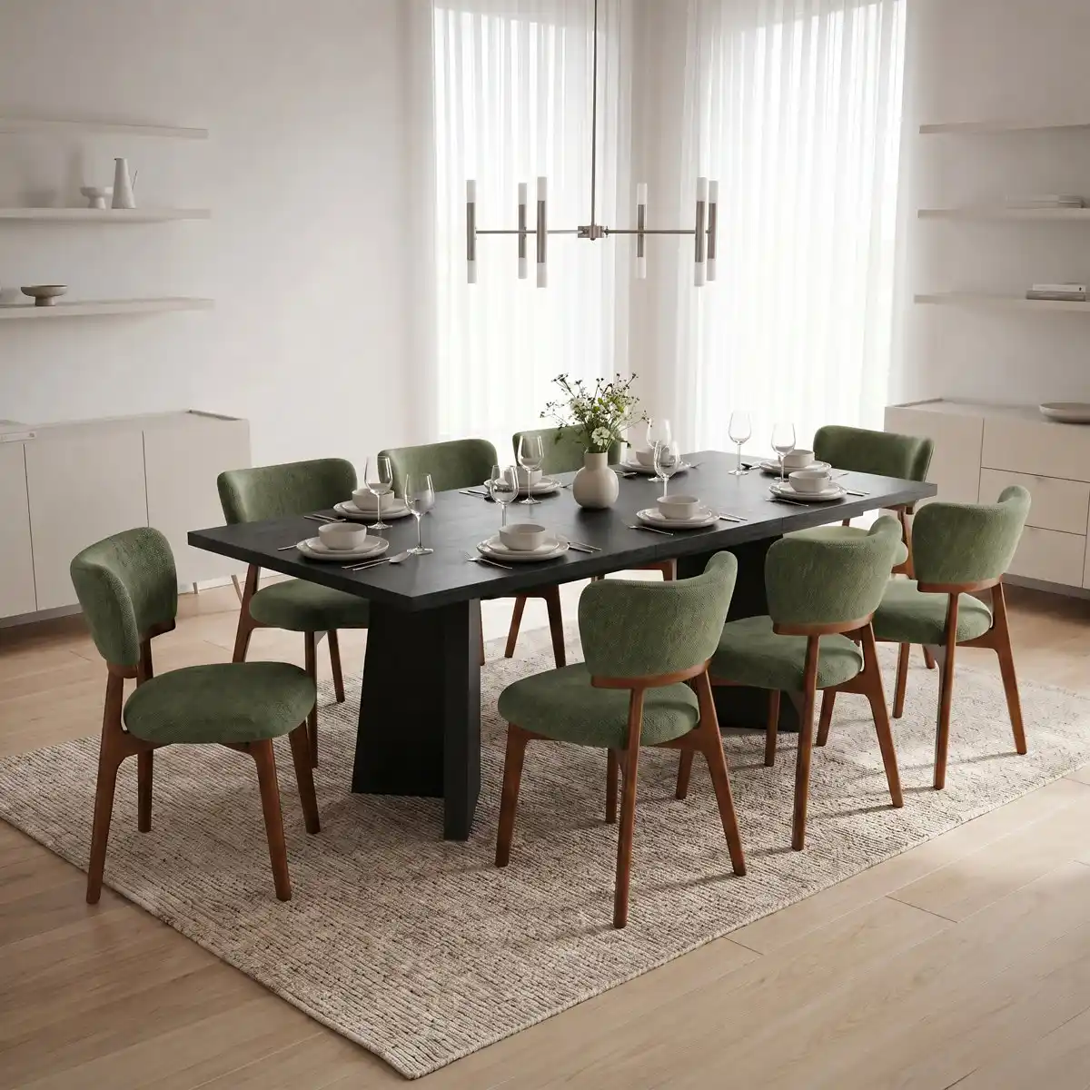 Black Extendable Dining Table Set