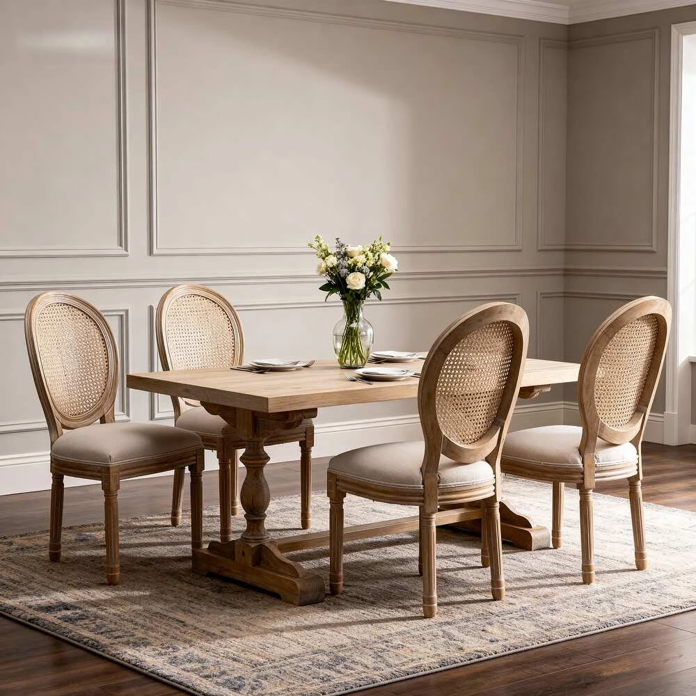 Oak French-Country Cane-Back Dining Set
