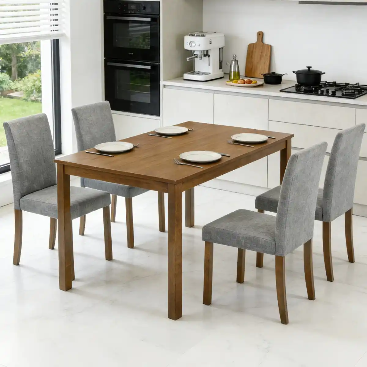 Walnut Rectangular 5-Piece Dining Set