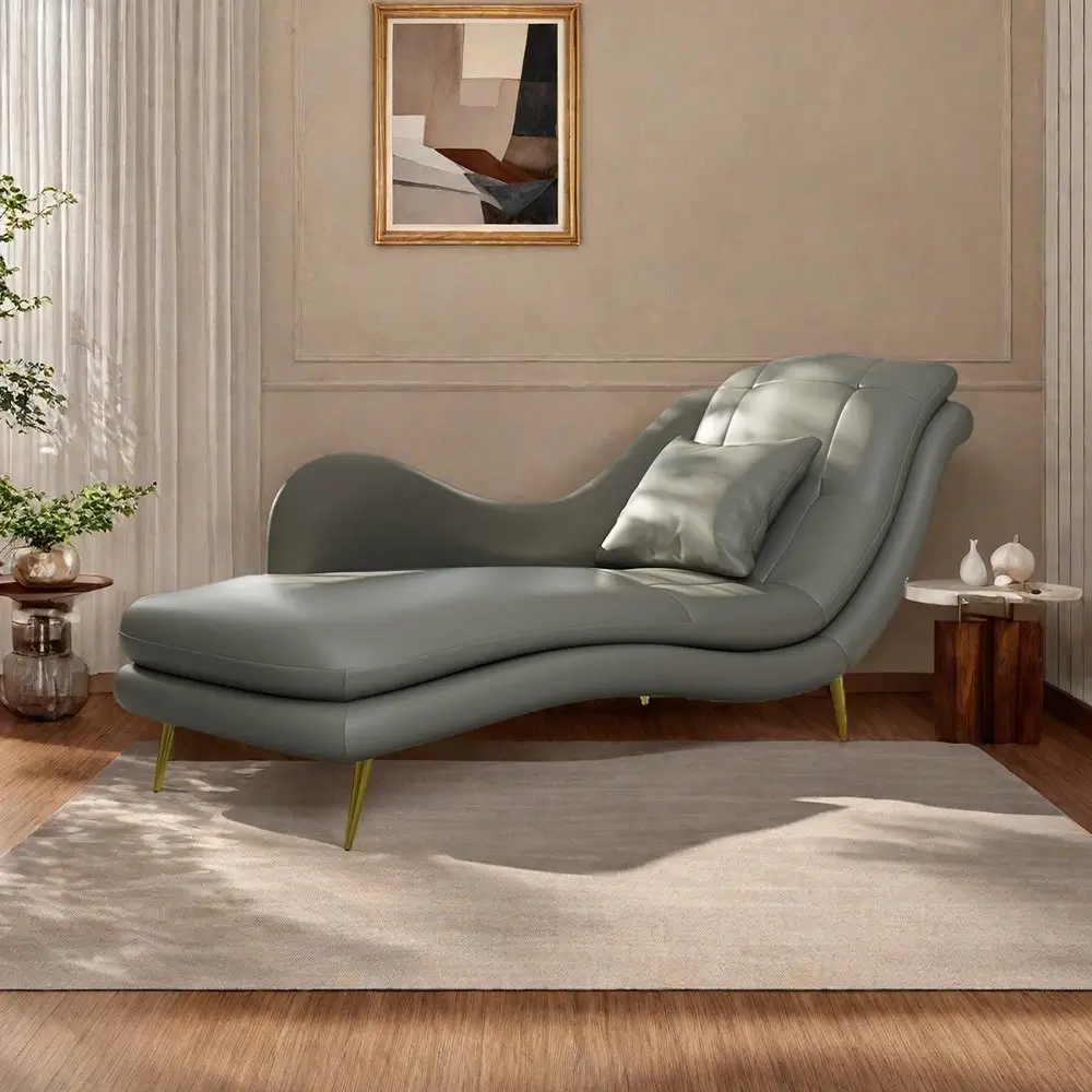 Wave Gray Faux Leather Deewan
