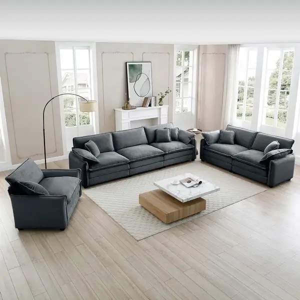 Charcoal Boxy 3-Piece Sofa Set