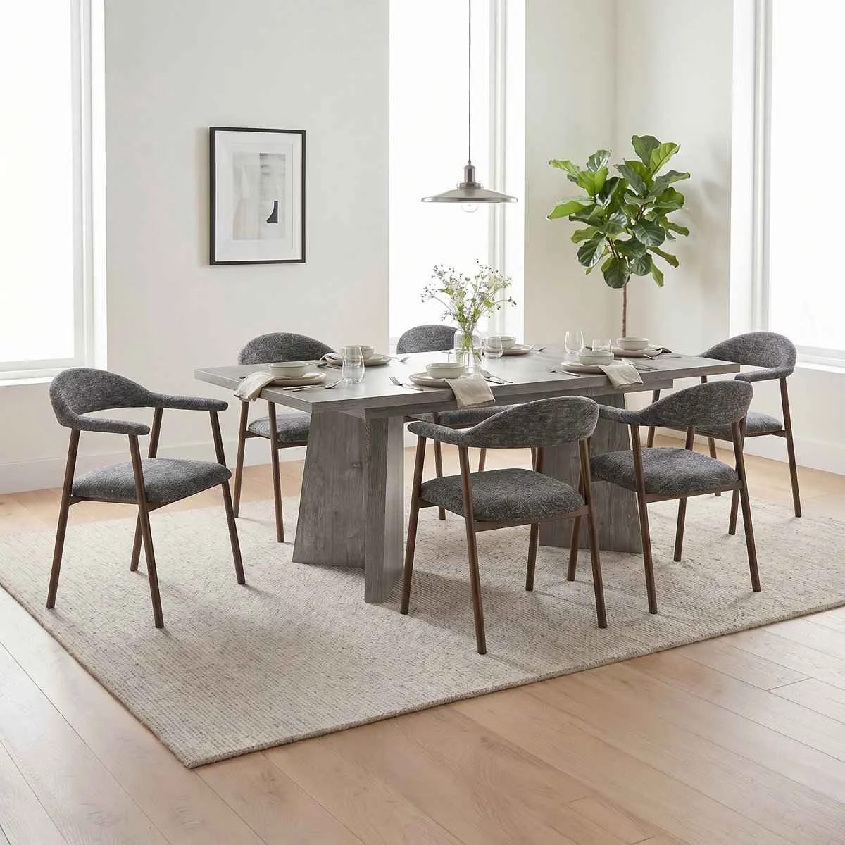 Weathered Oak Mid-Century Dining Set
