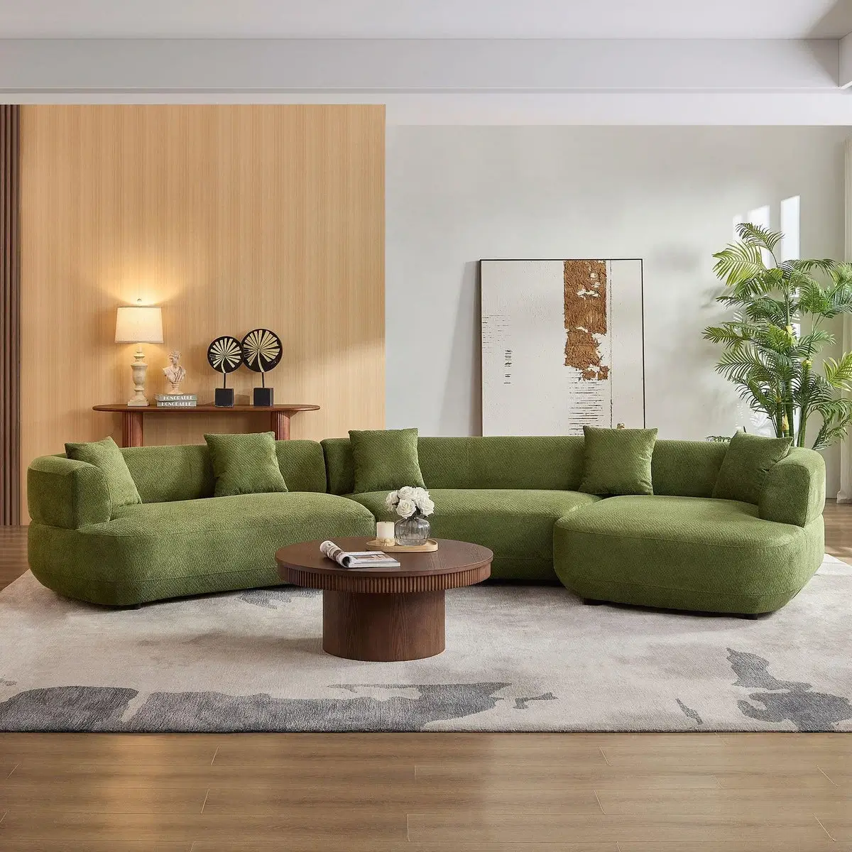 Sage Boucle U-Shaped Sectional Set