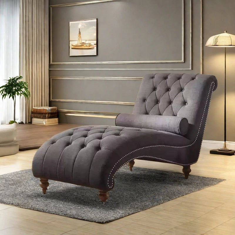 Studded Charcoal S-Curve Tufted Deewan
