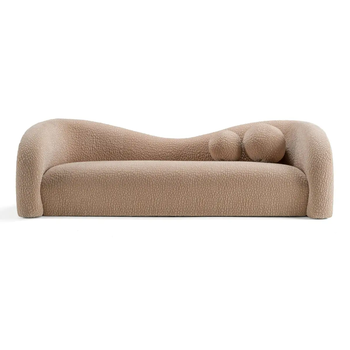 Cream Linen Chesterfield 4 Seater Sofa with Bun Feet